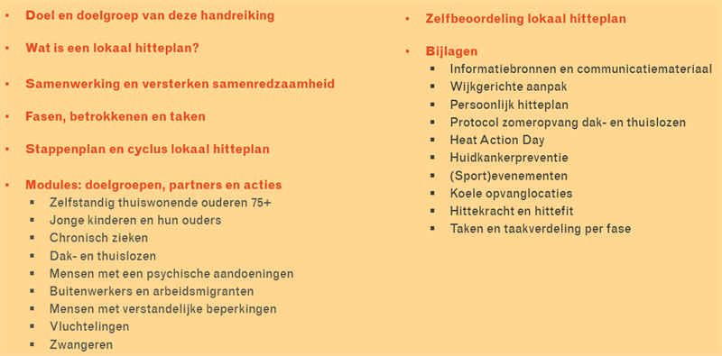 Inhoudsopgave Handreiking Lokaal Hitteplan